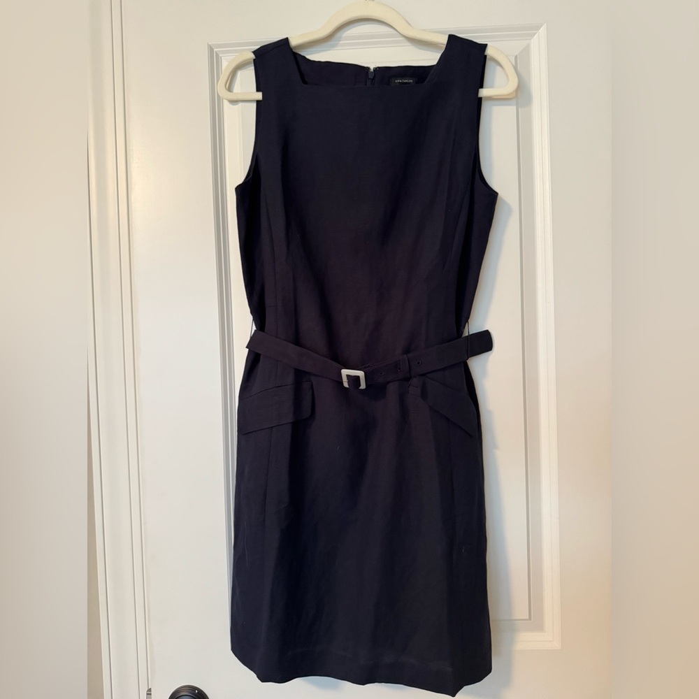Ann Taylor Navy Belted Mini Dress